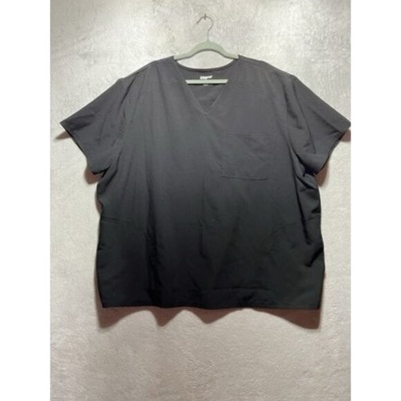 Scrubstar Women's Plus 3XL Black Stretch Moisture Control Scrub Top with Pockets - Picture 1 of 9